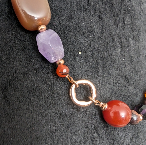 NWT Etienne Aigner Natural Stone/Peacock Pearl Gold Filled Necklace - Picture 13 of 17